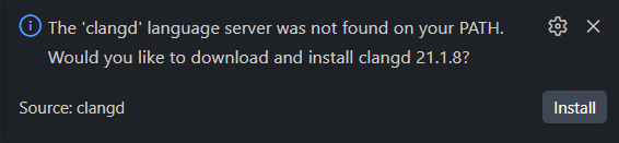 vscode clangd asking for auto install